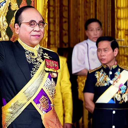 Image similar to Frank Reynolds as King of Thailand, holy ceremony