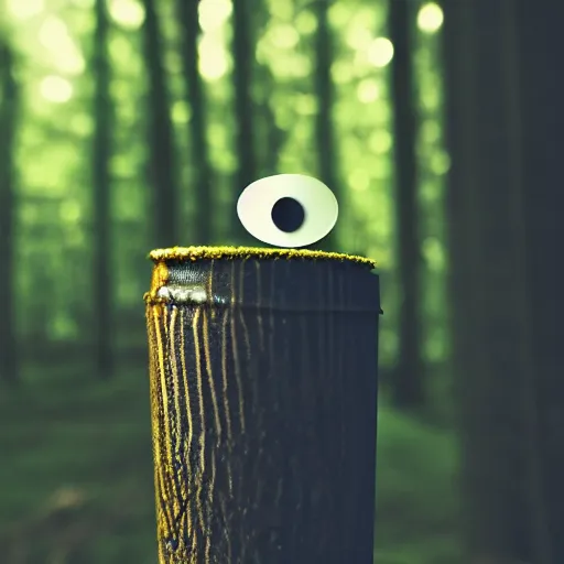 Prompt: paperclip with googly eyes, drinking coffee, in the woods, photography, depth of field, very symmetric, rule of thirds, 4 k resolution