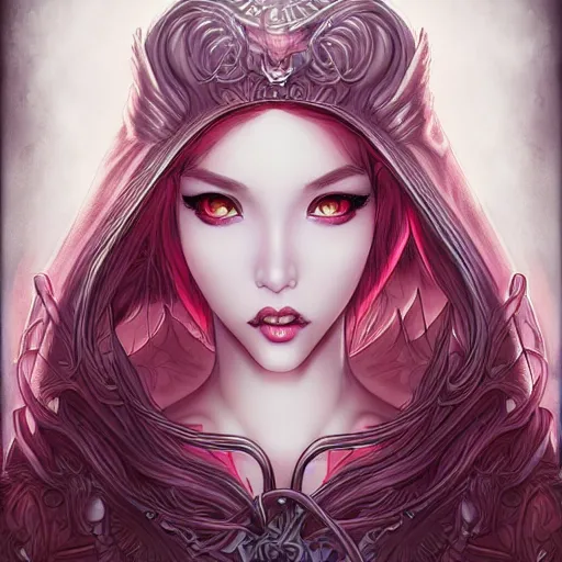 Image similar to princess of darkness, style of moebius, artgerm, james jean, piercing eyes, long glowing red hair, cinematic, highly detailed, award winning