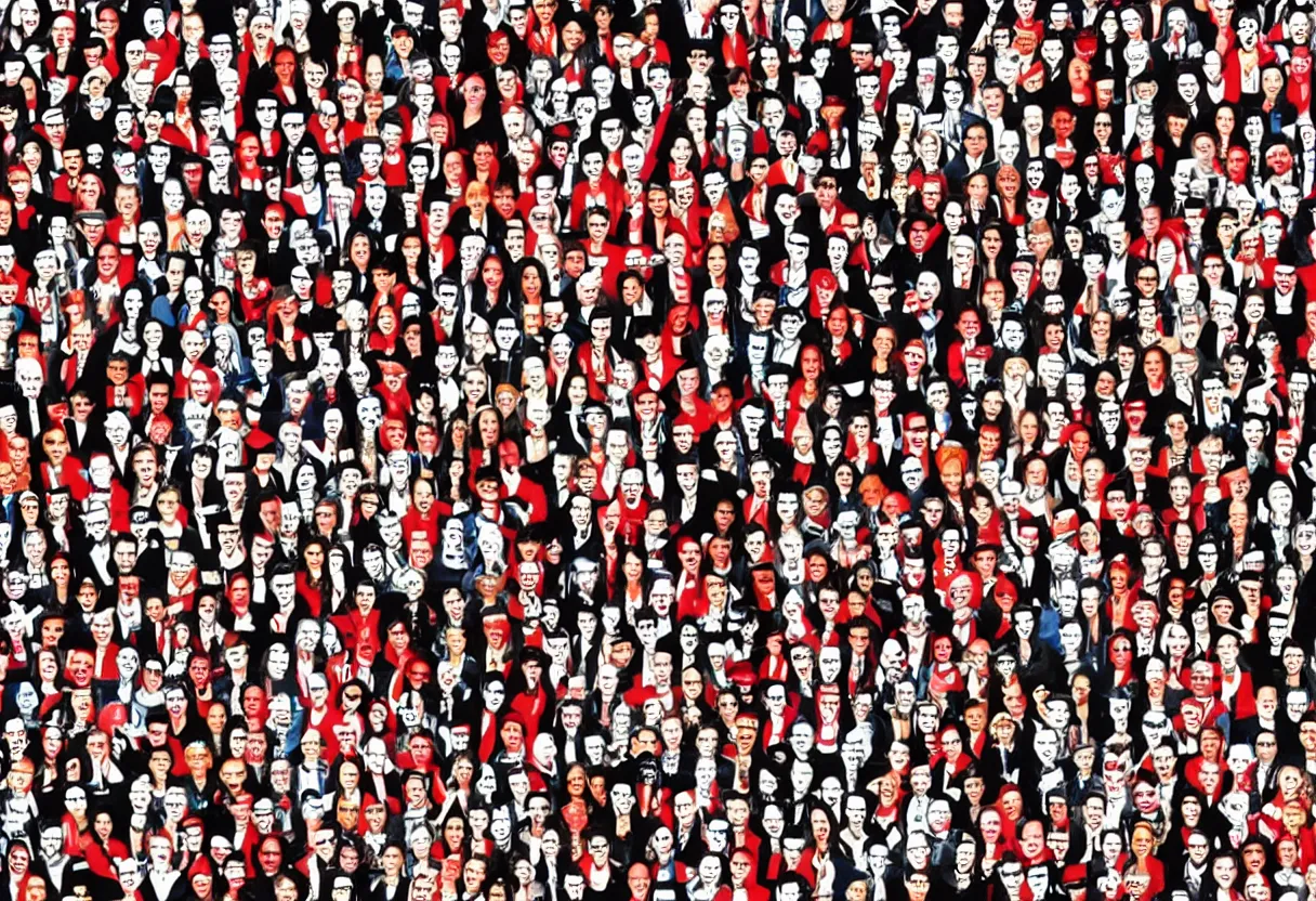 Image similar to where's waldo scene rickroll