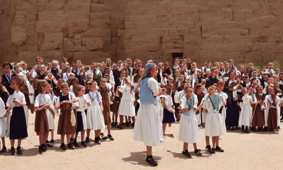 Prompt: Sound of music on a school trip in Egypt