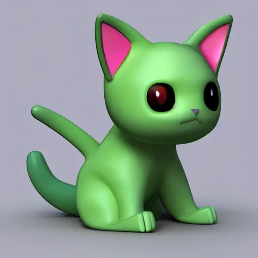 Prompt: 3 d render of a cute electric type cat based pokemon, digital art