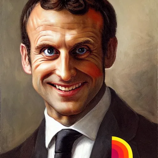 Prompt: portrait of evil emmanuel macron!!!!!!!!!!!!!!!!!!!!!!!!!!! laughing hysterically, detailed face, detailed painting, city on fire background, epic scene, epic lighting, by bouguereau