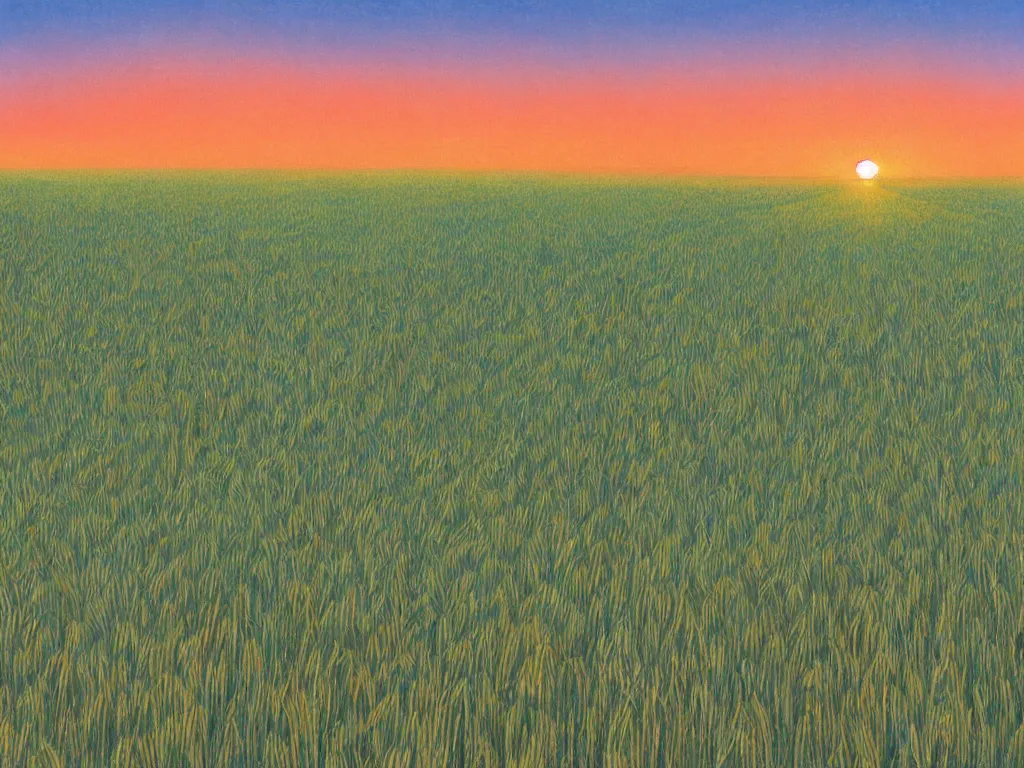 Image similar to sharp focus, breath taking beautiful, Aesthetically pleasing, gouache field of grain at sunset, digital concept art background by Hayao Miyazaki and Studio Ghibli, fine art, official media, high definition, illustration, ambient lighting, HDR, HD, UHD, 4K, 8K, cinematic, high quality scan, award winning, trending, featured, masterful, dynamic, energetic, lively, elegant, intricate, complex, highly detailed, Richly textured, Rich vivid Color, masterpiece.