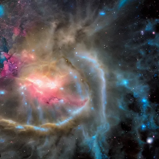 Image similar to nebula made of lightning, planets, shore, twister, frog, 4 k