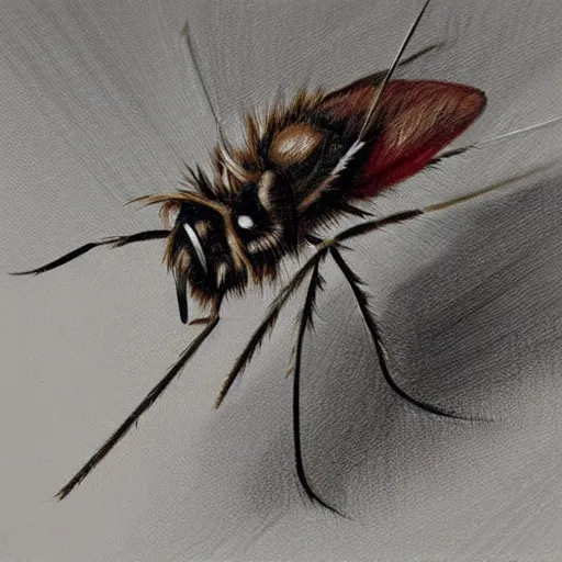 Prompt: realistic painting of mosquito trending on art station highly detailed