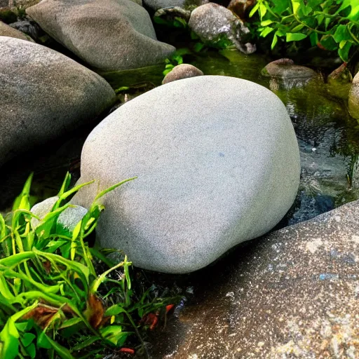 Image similar to a beautiful rock on the beach, lush vegetation