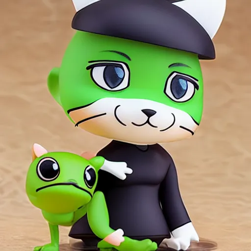 Prompt: nendoroid of cat as a frog, product photo