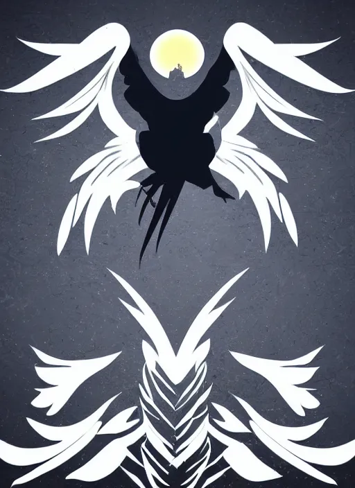 Image similar to white phoenix on salt mountain simple background simplified design geometric graphic design Jean-Auguste-Dominique style