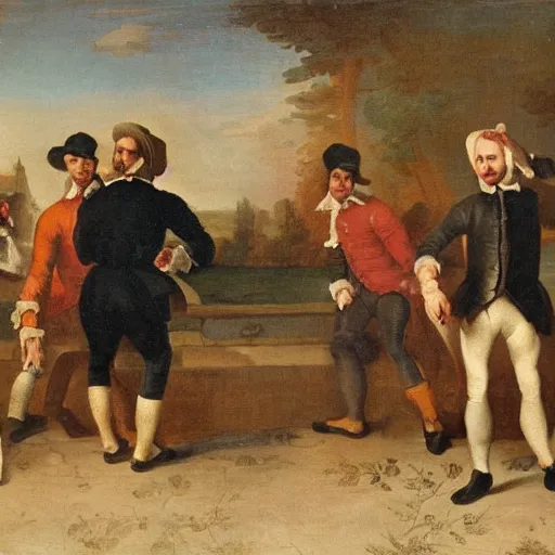 Prompt: me and the boys at 3 am looking for beans, 1 8 th century painting