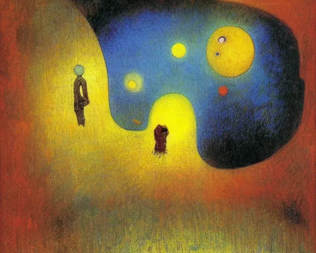 Prompt: Void of the soul. Odilon Redon. Dali. Roberto Matta.