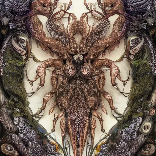 Prompt: hyper - detailed matte illustration of alien fauna by iris van herpen based on plate 6 1 of art forms in nature by ernst haeckel and zaha hadid, alphonse mucha