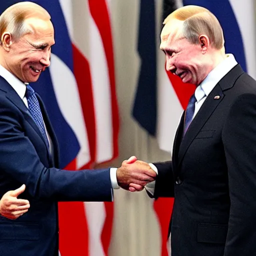 Image similar to biden and putin playing rock paper scissors, both of them played scissors with their hands