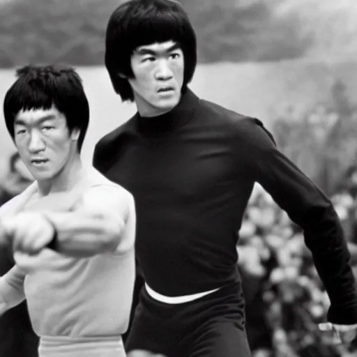 Image similar to jackie chan and bruce lee vs thomas jefferson, 4 k