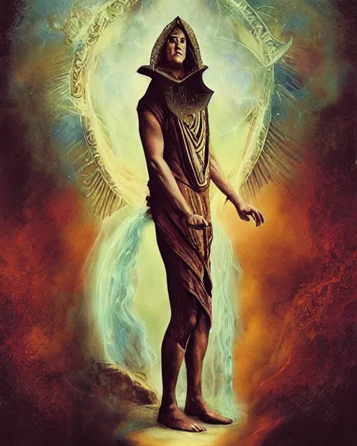 Image similar to a magical portrait of brendan fraser as aleister crowley the great mage of thelema, art by tom bagshaw and david burroughs mattingly