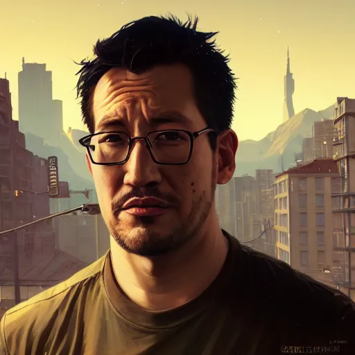 Prompt: highly detailed portrait markiplier in gta v, stephen bliss, unreal engine, fantasy art by greg rutkowski, loish, rhads, ferdinand knab, makoto shinkai and lois van baarle, ilya kuvshinov, rossdraws, tom bagshaw, global illumination, radiant light, detailed and intricate environment