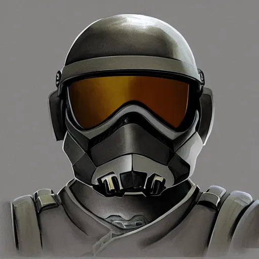 Image similar to sci fi recon trooper helmet enclosed soldier helmet concept art