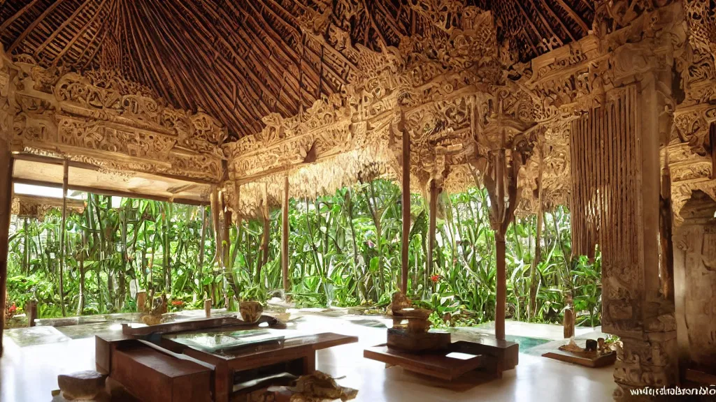 Image similar to bali interior indoor architecture, trending, famous, popular