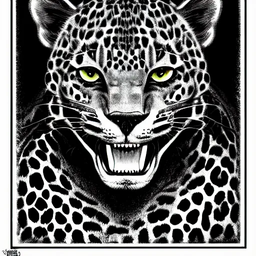 Image similar to Character portrait, face close-up, in the style of dark fantasy, of Anthro leopard warlock