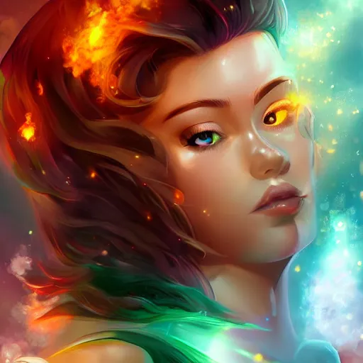 Image similar to crystal gem on fire, digital art, highly detailed, artgerm, sharp focus