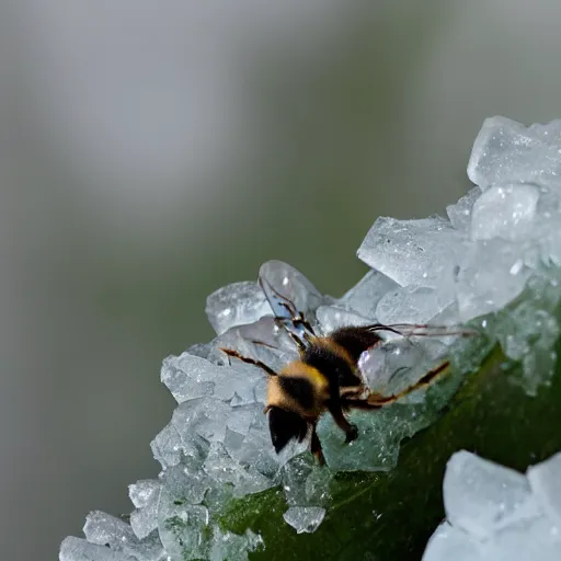 Image similar to a bee frozen in ice