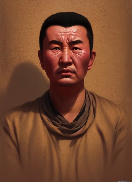 Prompt: centered painted portrait, face of a uyghur man in a prison behind bars, gloomhaven, matte painting concept art, art nouveau, beautifully backlit, swirly vibrant color lines, muted and dull colors, aesthetic octane render, 8 k hd resolution, by ilya kuvshinov and cushart krentz and gilleard james