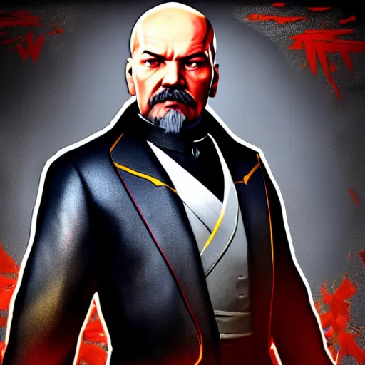 Image similar to lenin in mortal kombat mk 1 1 video game splash screen concept art very very detailed