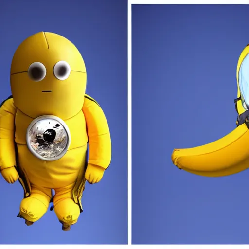 Image similar to a banana wearing an astronaut suit