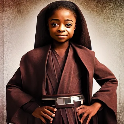 Prompt: Skai jackson as a jedi in star wars