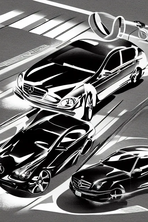 Image similar to advertising illustration for mercedes