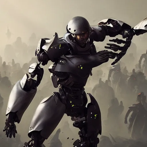 advanced humanoid combat robot with blade-arms