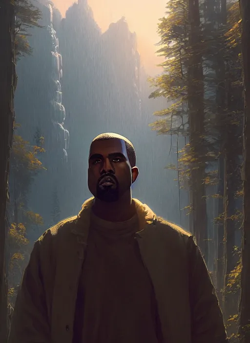 Image similar to highly detailed portrait kanye west posing gta v stephen bliss unreal engine fantasy art by greg rutkowski loish rhads ferdinand knab makoto shinkai lois van baarle ilya kuvshinov rossdraws tom bagshaw global illumination radiant light detailed intricate environment