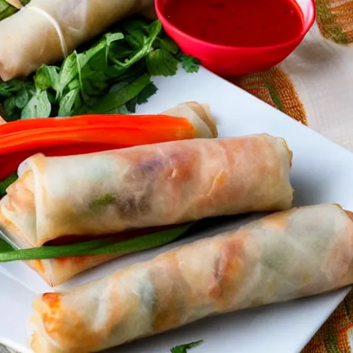 Image similar to vietnamese italian fusion pizza spring rolls