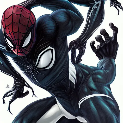 Image similar to symbiote spider - man, drawn by artgerm