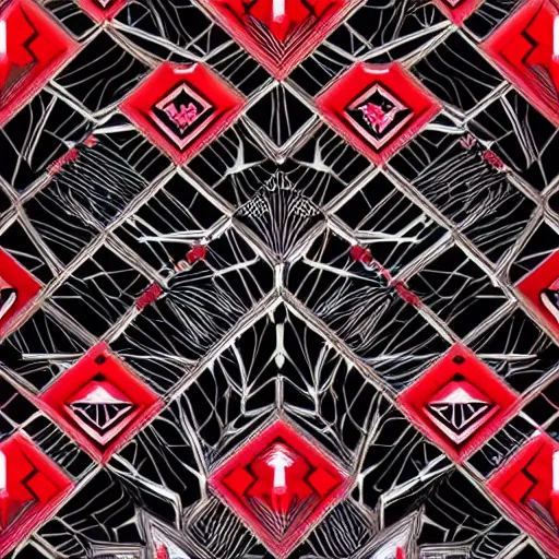 Prompt: 2 d generative art, detailed concept art painting art deco pattern black diamonds + red flowers and diamonds by beeple, exquisite detail