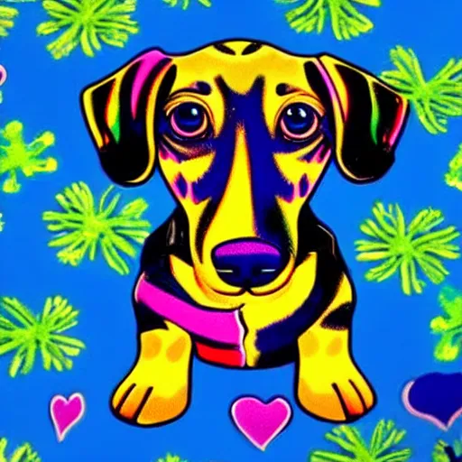 Image similar to lisa frank dachshund