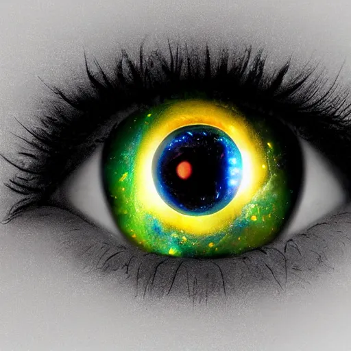 Prompt: an eye with a galaxy inside