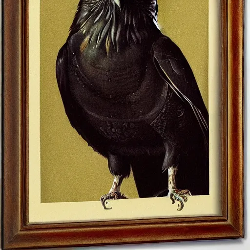 Prompt: a highly detailed portrait of a raven, wearing elegant tudor clothes, inside a room with thick red tapestries, by hans holbein