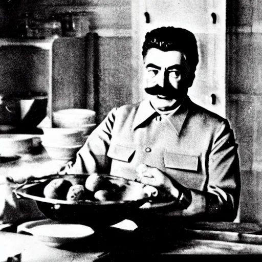 Image similar to Beautiful Food photography of Joseph Stalin Joseph Stalin in the kitchen making Gulash