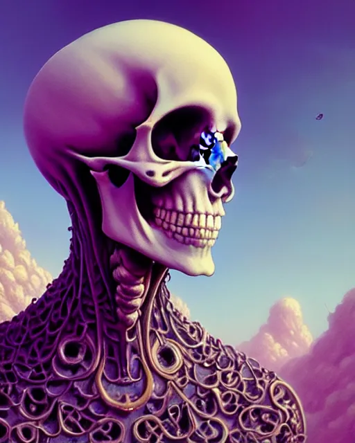 Prompt: highly detailed surreal vfx portrait of a skull statue in a wonderland, stephen bliss, unreal engine, greg rutkowski, loish, rhads, beeple, makoto shinkai and lois van baarle, ilya kuvshinov, rossdraws, tom bagshaw, alphonse mucha, global illumination, detailed and intricate environment