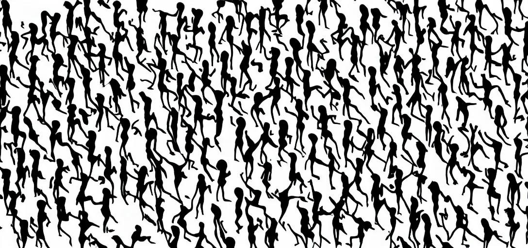 Image similar to many sensual humans in solid silhouettes, saluting, dancing, interacting and posing, mooc, organic and intricate, elegant, highly detailed, concept art, sharp focus, illustration, high contrast, long shadows, painted with colour on white, 8 k