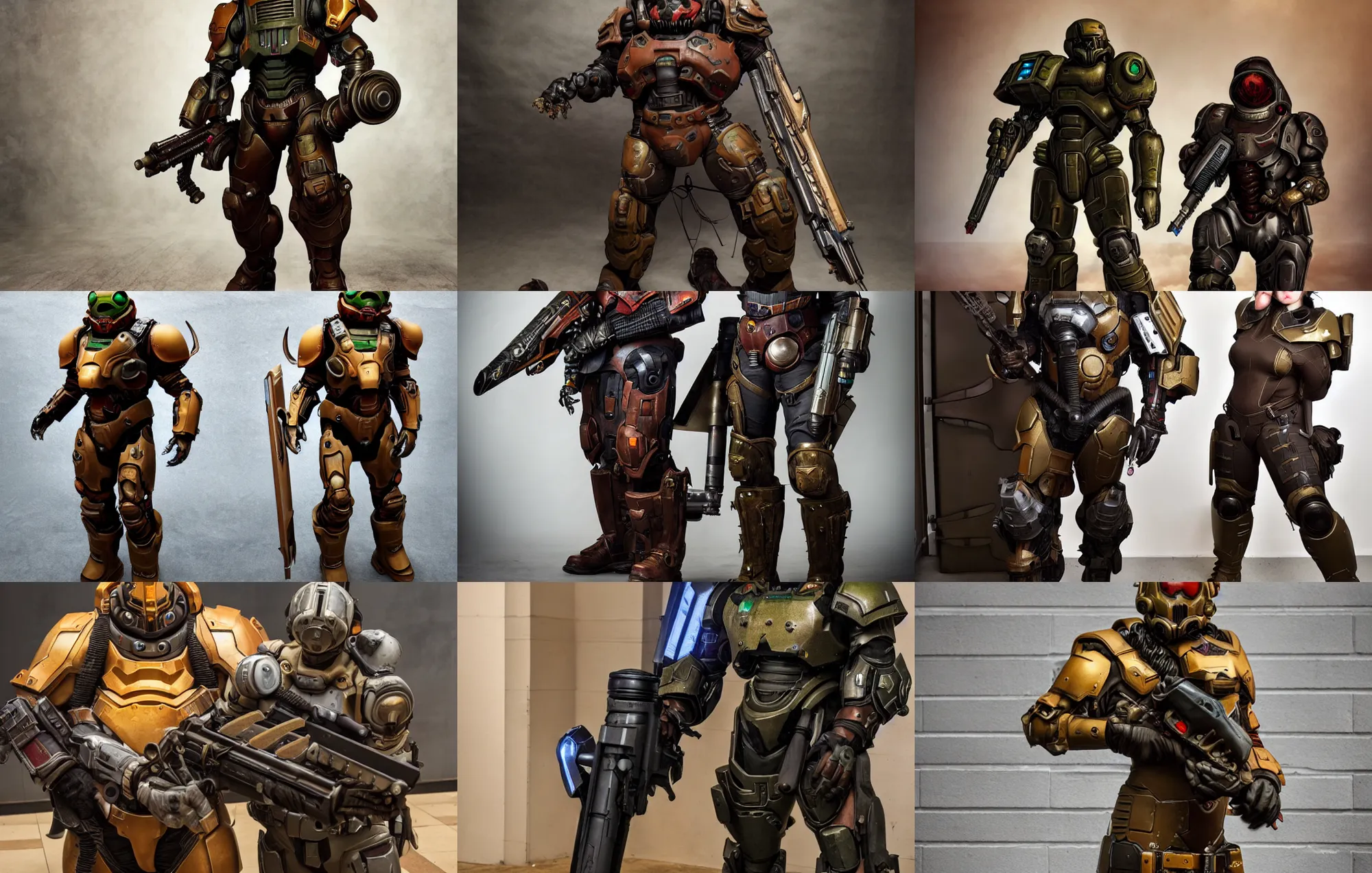 Prompt: doom slayer, dieselpunk, cosplay, photography, full height, front view, golden ratio