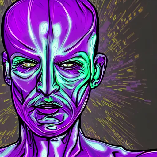 Prompt: dark matter ultra violet man going to future hyper space schizophrenia ambient sun and steel ocean HD 8K