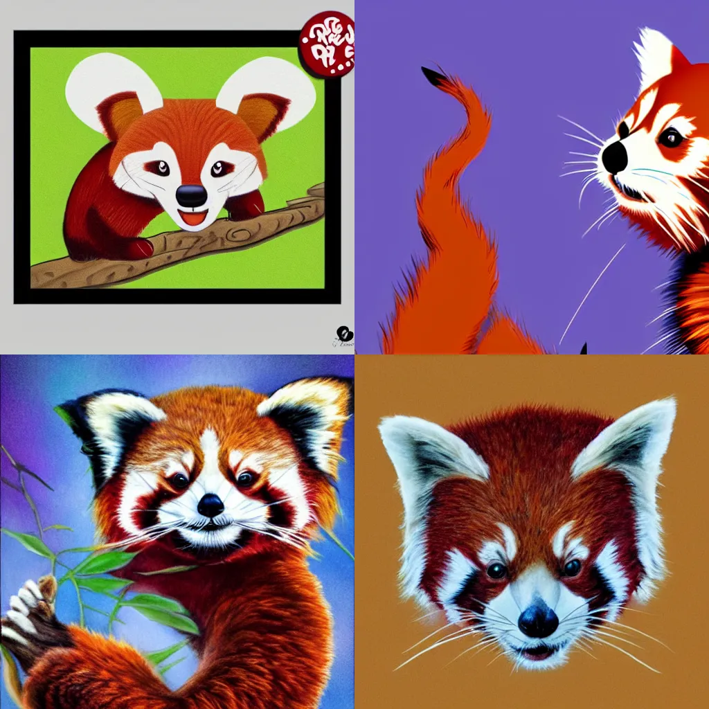 Prompt: red panda art, Walt Disney style