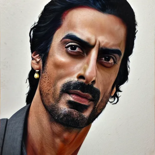 Image similar to portrait of arjun rampal, 1 0 0 mm, realistic