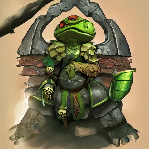 Prompt: Tortle Cleric. D&D Character Commission Art Portrait, Headshot, Digital Art, Trending on Artstation