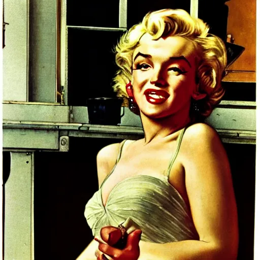 Image similar to marilyn monroe by norman rockwell