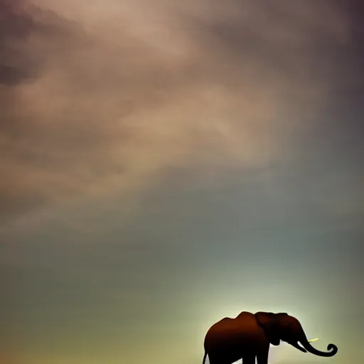 Prompt: elephant with angel wings flying through the clouds photo