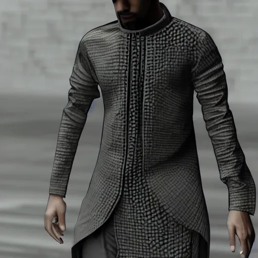 Image similar to yeezy kurta, futuristic, cyberpunk, photorealistic, extremely detailed