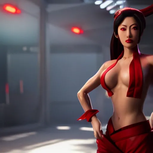 Image similar to Still of Mai Shiranui in the movie Shang-Chi, full body, cinematic lighting, 4k